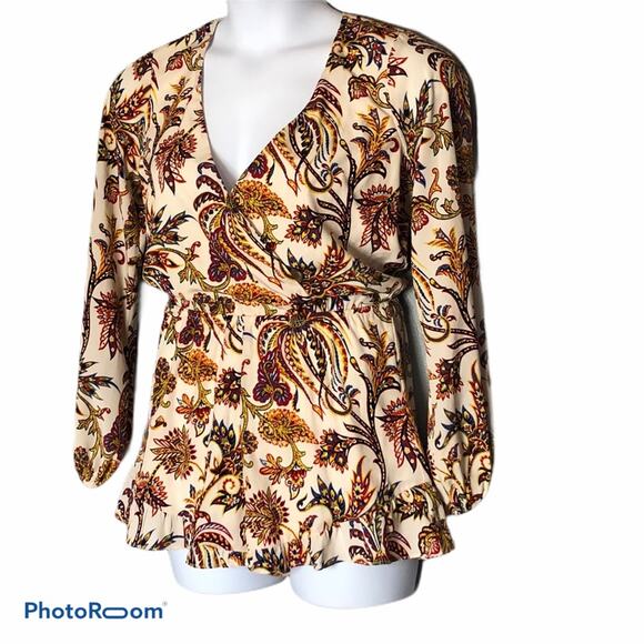 Show Me Your MuMu Bailey Fall Floral Long Sleeve Shorts Romper NWOT size small - Picture 1 of 8